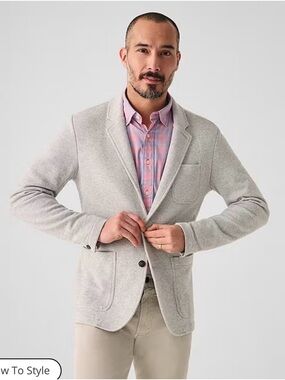 Faherty Light Heathered Gray Knit Blazer